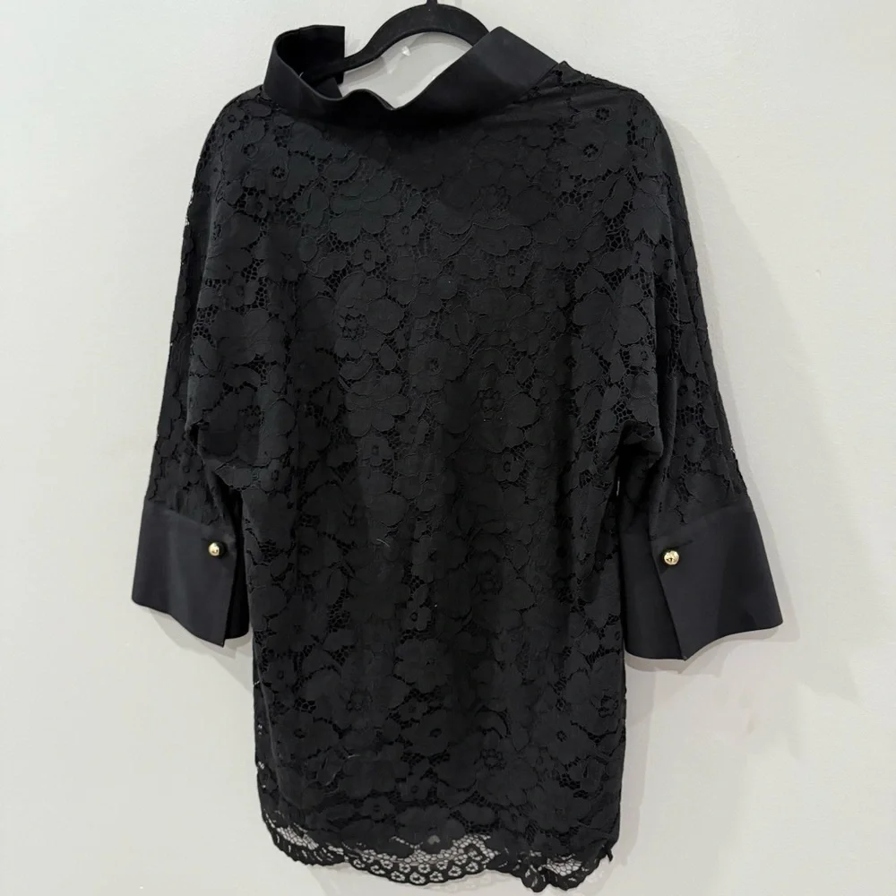Tuckernuck Blouse Willow Tunic in Black Lace